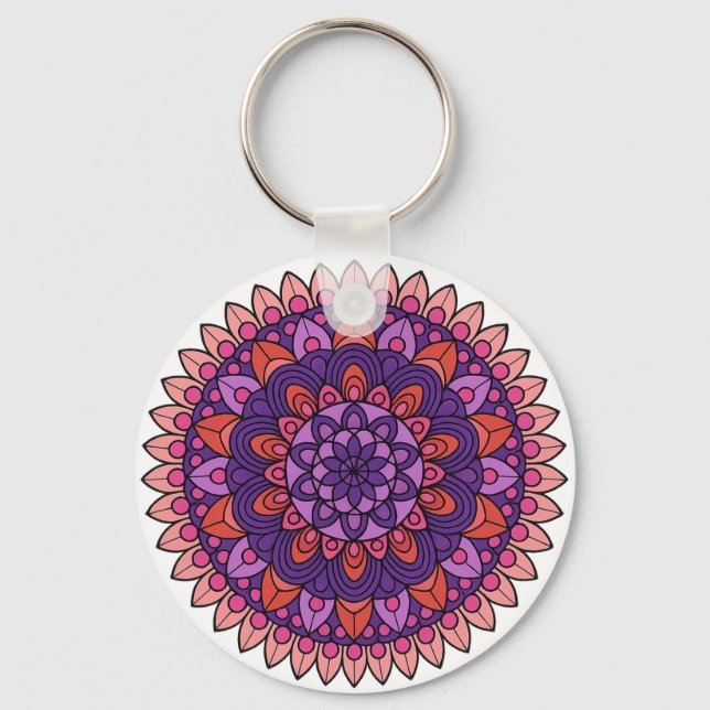 Purple and pink mandala  key ring (Front)
