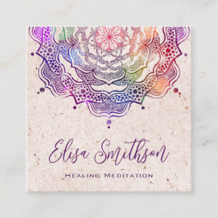 Purple And Pink Mandala Reiki Healing Meditation Square Business Card
