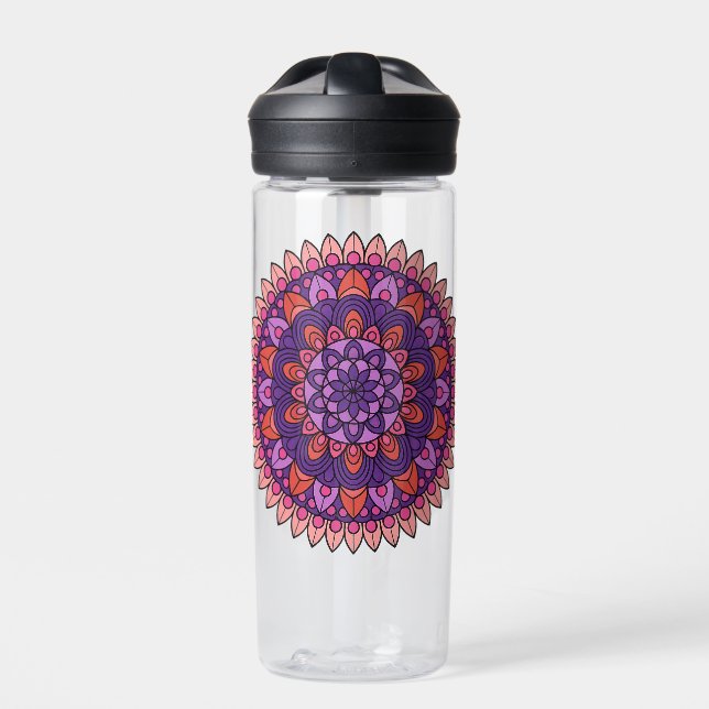 Purple and pink mandala  water bottle (Front)