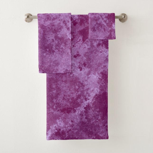 purple and pink Marble abstract Bath Towel Set (Insitu)