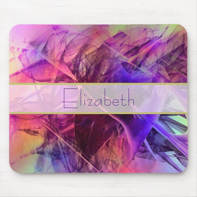 Purple and Pink Modern Abstract Fractal Design Mouse Mat (Front)