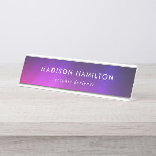 Purple and Pink Northern Lights Desk Name Plate