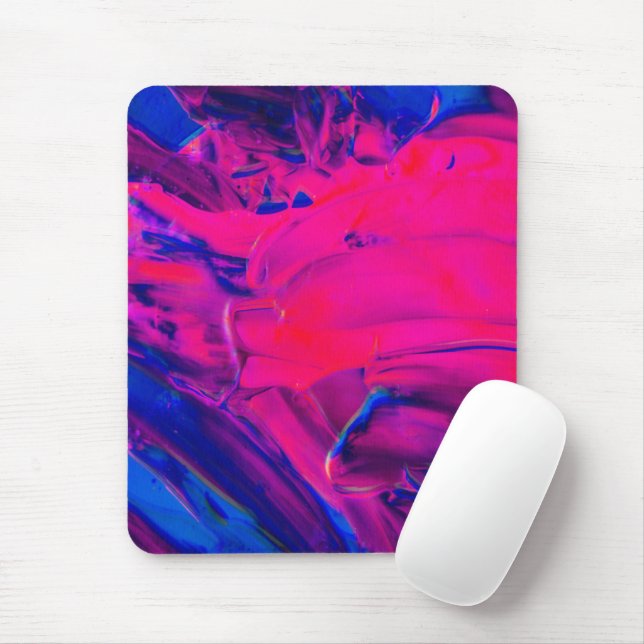 Purple and Pink Painted Brushstrokes Mouse Mat (With Mouse)