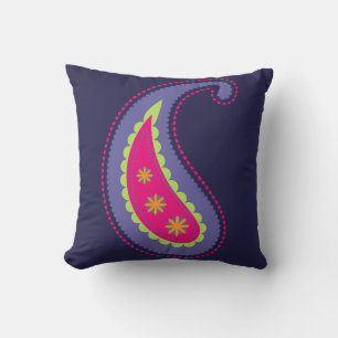 Purple and Pink Paisley Cushion