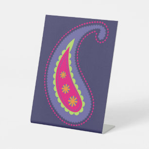 Purple and Pink Paisley Pedestal Sign