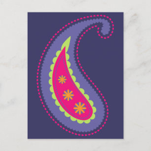 Purple and Pink Paisley Postcard