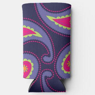 Purple and Pink Paisley Seltzer Can Cooler