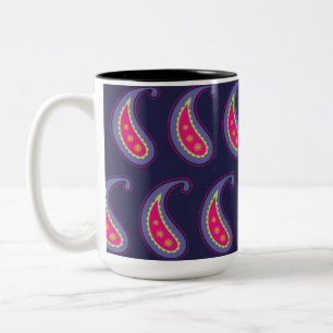 Purple and Pink Paisley Two-Tone Coffee Mug