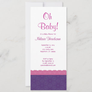 Purple and Pink Pattern Girl Baby Shower  V21 Invitation