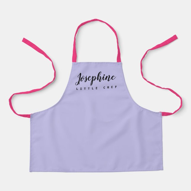 Purple and pink Personalised Little Chef Apron (Front)