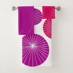 Purple and Pink Pinwheels Bath Towel Set