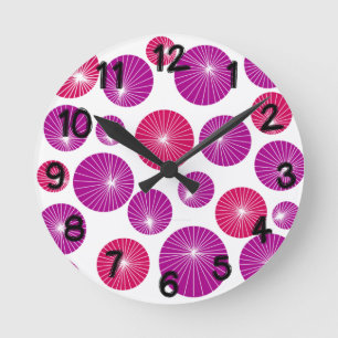 Purple and Pink Pinwheels  Round Clock