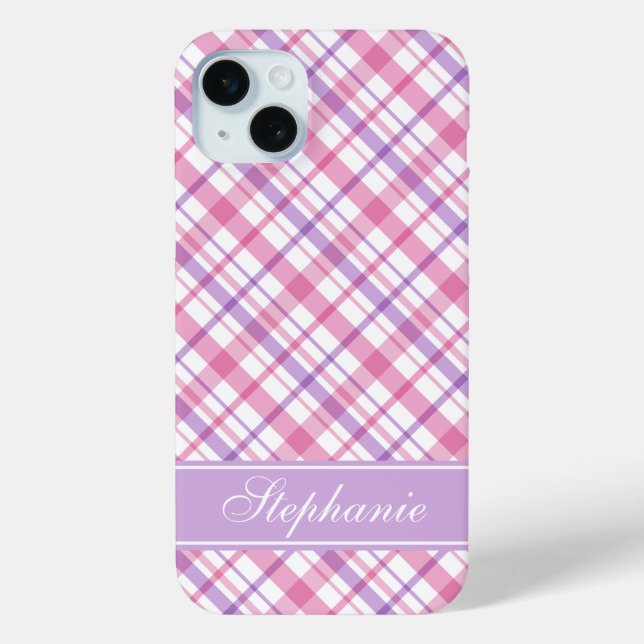 Purple and Pink Plaid Pattern Case-Mate iPhone Case (Back)
