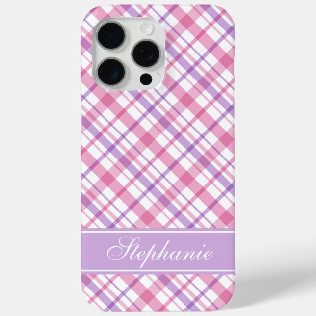 Purple and Pink Plaid Pattern Case-Mate iPhone Case (Back)