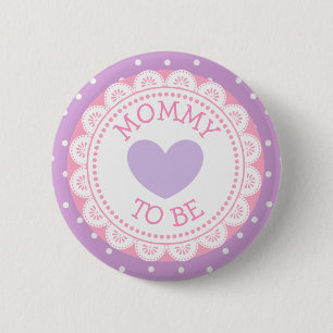 Purple and Pink Polka Dot Mum to Be Button