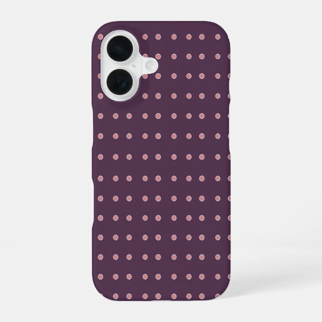 Purple and Pink Polka Dot Pattern iPhone 16 Case (Back)