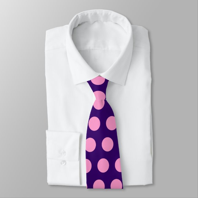 Purple and Pink Polka Dot Tie (Tied)