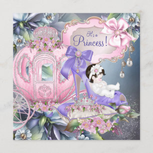 Purple and Pink Princess Baby Shower Invitation