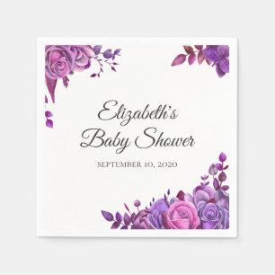 Purple and pink roses. Floral lilac baby shower Napkin