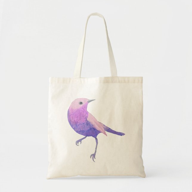 Purple And Pink Sparrow Tote Bag (Front)
