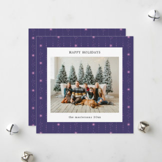 Purple And Pink Stars Wallpaper Photo Holiday Card