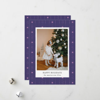 Purple And Pink Stars Wallpaper Photo Holiday Card
