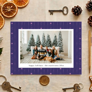Purple And Pink Stars Wallpaper Photo Holiday Card