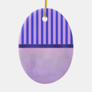 Purple and Pink Stripes and Swirls Egg Ceramic Tree Decoration