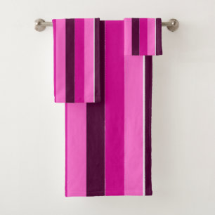 Purple and Pink Stripes Bath Towel Set