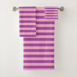 Purple and Pink Stripes Bath Towel Set