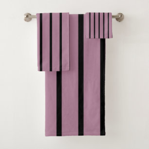 Purple and Pink Stripes Bath Towel Set
