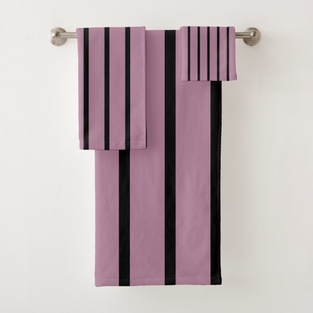 Purple and Pink Stripes Bath Towel Set (Insitu)