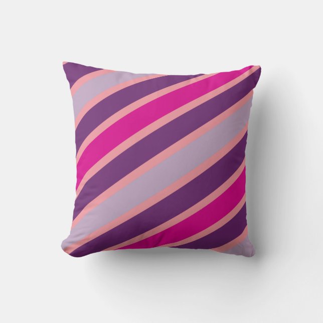 Purple and Pink Stripes Moderen Pattern Cushion (Front)