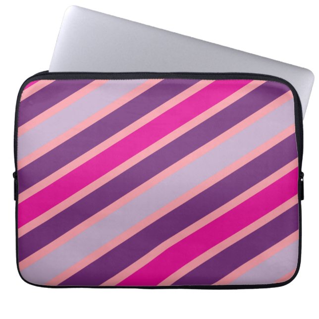 Purple and Pink Stripes Moderen Pattern Laptop Sleeve (Front)