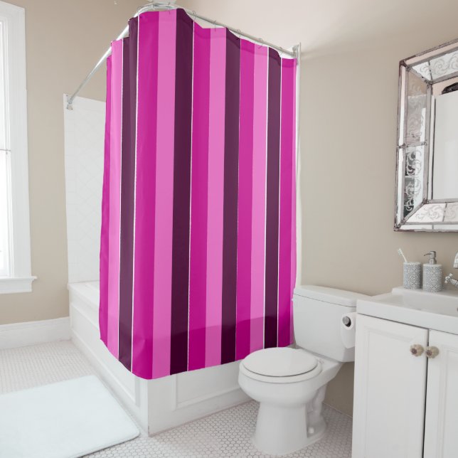 Purple and Pink Stripes  Shower Curtain (In Situ)