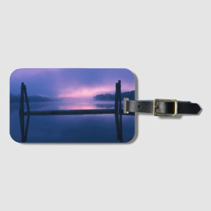 Purple and Pink Sunrise Reflections on Water Luggage Tag
