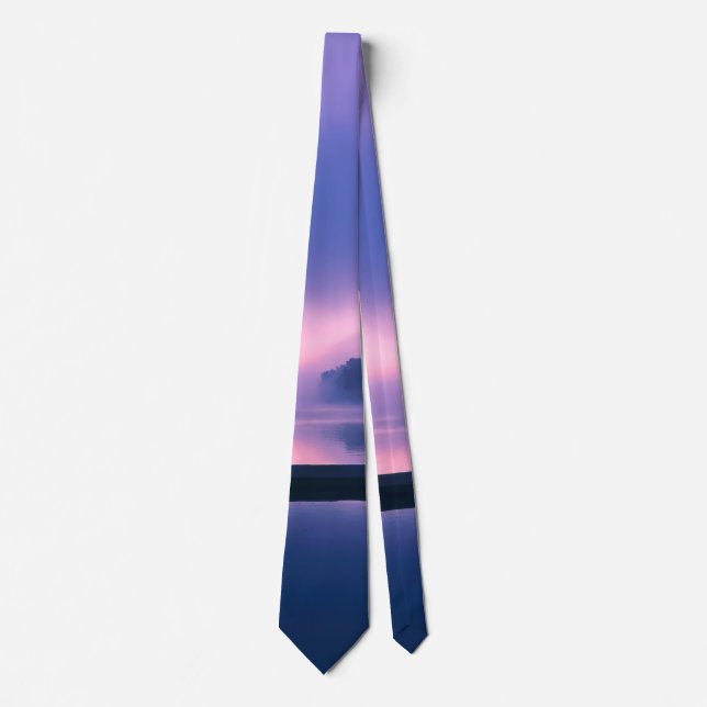Purple and Pink Sunrise Water Reflection Tie (Front)
