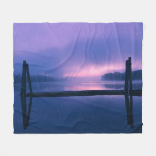 Purple and Pink Sunrise Waterfront Fleece Blanket