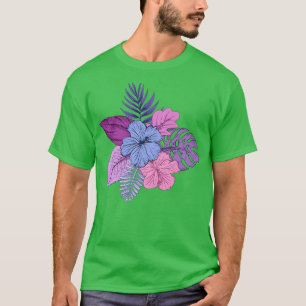 Purple and Pink Tropical Flowers T-Shirt