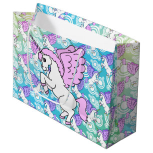 Purple and Pink Unicorn Pattern Large Gift Bag