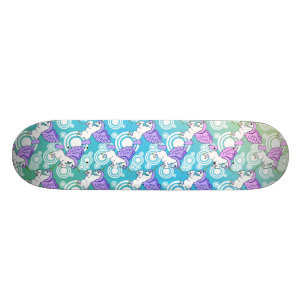 Purple and Pink Unicorn Pattern Skateboard