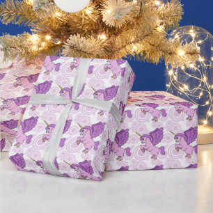 Purple and Pink Unicorn Pattern Wrapping Paper