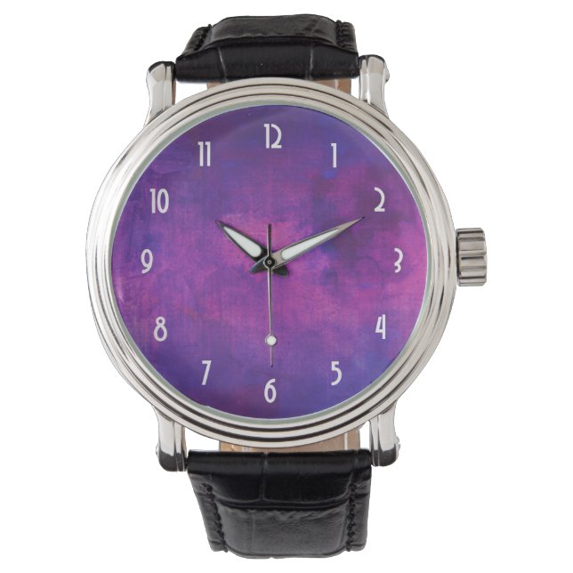 Purple and Pink Watercolor Abstract Background Watch (Front)