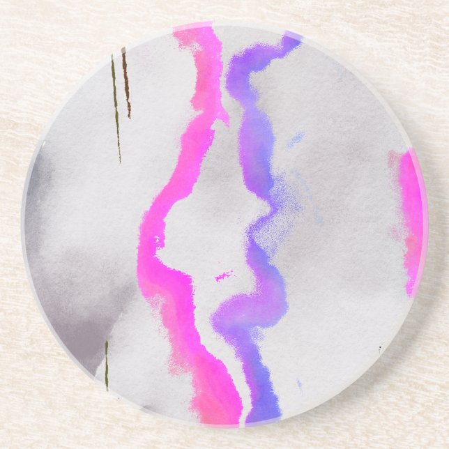 Purple And Pink Watercolor Abstract Coaster (Front)