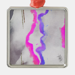 Purple And Pink Watercolor Abstract Metal Tree Decoration