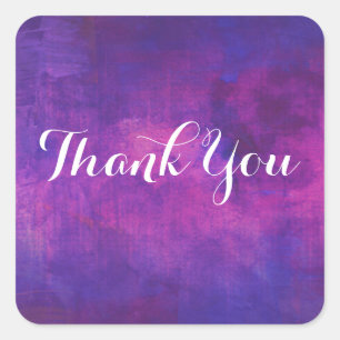 Purple and Pink Watercolor Abstract Thank You Square Sticker