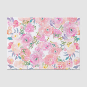 purple and pink watercolor flowers pattern tissue paper