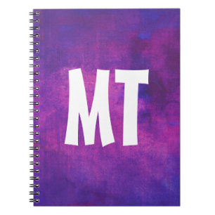 Purple and Pink Watercolor Personalised Initials Notebook