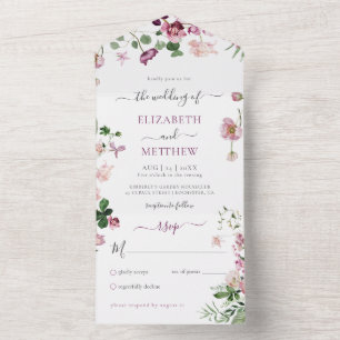 Purple and Pink Wedding All In One Invitation