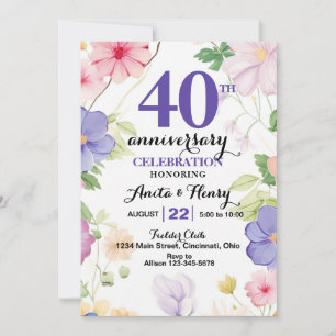 Purple and Pink Wildflowers Any Anniversary Invitation